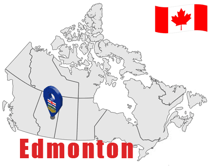 Edmonton on Map and Canada Flag