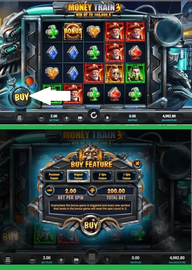 Slot Machine Example of How Buy Bonus Feature Works
