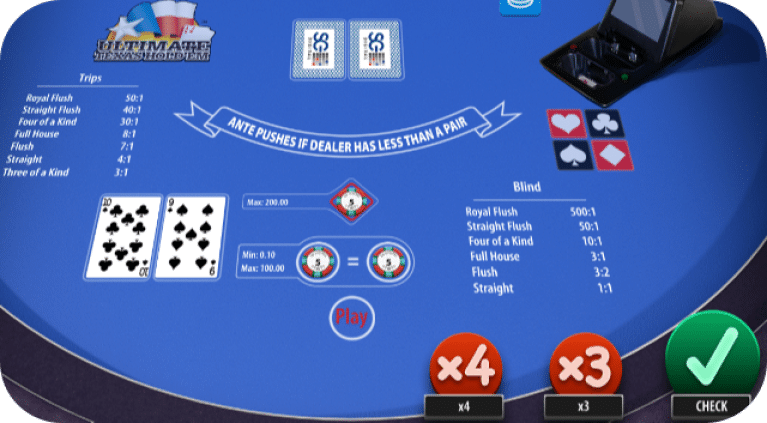 Playing ultimate texas holdem poker at online casino