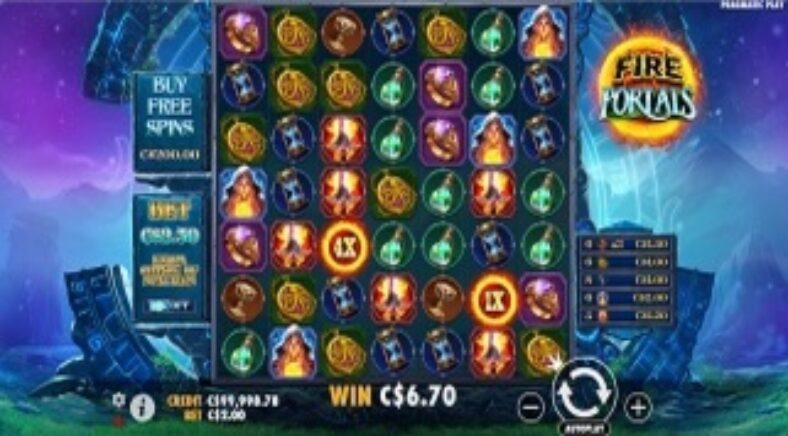 Here I am playing Fire Portals slot machine online screen shot
