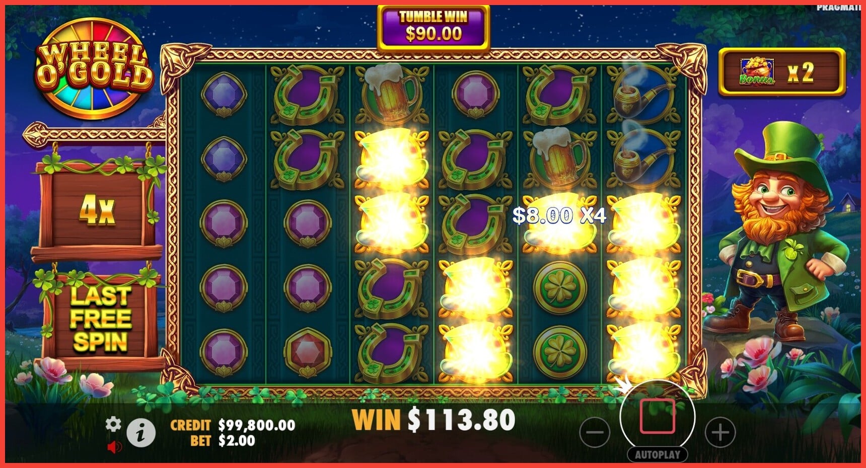 Here I am playing Wheel O Gold slot machine online screen shot