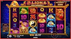 I am playing 5 Lions Megaways slot screenshot