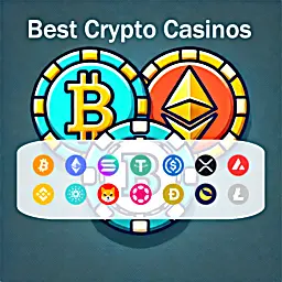 Montrer l'icône des crypto monnaies et le texte des meilleurs casinos crypto