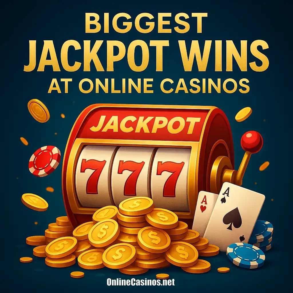 Texte disant Plus gros gains de jackpot dans les casinos en ligne avec une machine à sous qui rapporte un jackpot