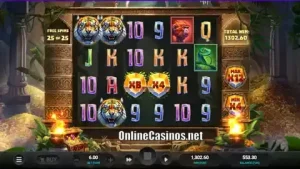 Screenshot of playing Tiger Shrine slot machine