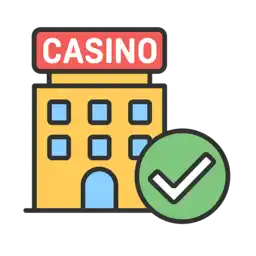 Casino building with a approved mark icon
